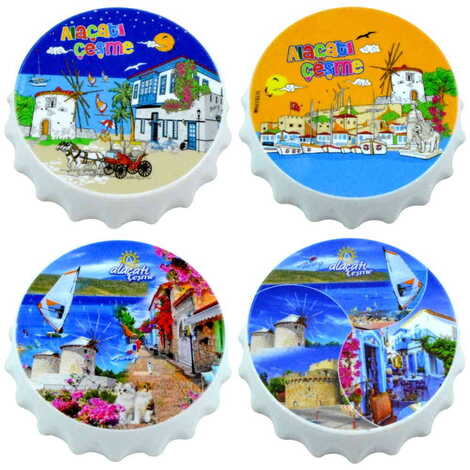 Alacati Region Themed Customised UV Printed Bottle Cap Shaped Plastic Base Bottle Opener 58x15 mm - 3