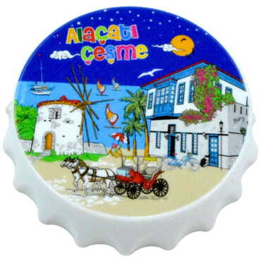 Alacati Region Themed Customised UV Printed Bottle Cap Shaped Plastic Base Bottle Opener 58x15 mm - 6