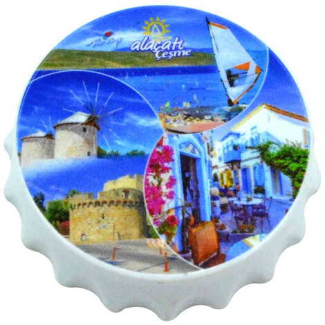 Alacati Region Themed Customised UV Printed Bottle Cap Shaped Plastic Base Bottle Opener 58x15 mm - 7