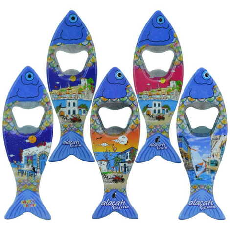 Alacati Region Themed Customised UV Printed Fish Shape Printed Plastic Base Bottle Opener 42x130 mm - 3