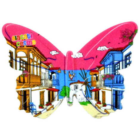 Alacati Region Themed Customised UV Printed Plastic Base Butterfly Shaped Fridge Magnet 80x58 mm - 5