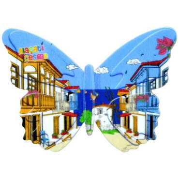 Alacati Region Themed Customised UV Printed Plastic Base Butterfly Shaped Fridge Magnet 80x58 mm - 8