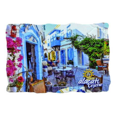 Alacati Region Themed Customised UV Printed Plastic Base Mosaic Pattern Rectangle Fridge Magnet 80x50 mm - 4