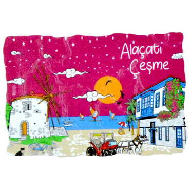 Alacati Region Themed Customised UV Printed Plastic Base Mosaic Pattern Rectangle Fridge Magnet 80x50 mm - 6