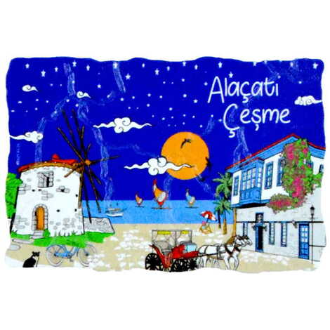 Alacati Region Themed Customised UV Printed Plastic Base Mosaic Pattern Rectangle Fridge Magnet 80x50 mm - 8