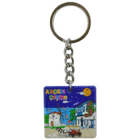 Alacati Region Themed Customised Uv Printed Plastic Base Round Keyring 40x108 mm - 4