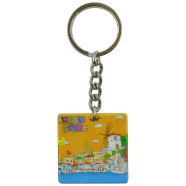 Alacati Region Themed Customised Uv Printed Plastic Base Round Keyring 40x108 mm - 6