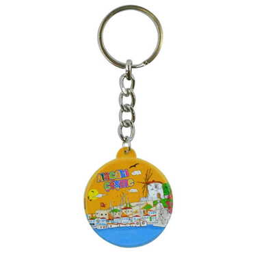 Alacati Region Themed Customised UV Printed Plastic Base Square Keyring 38x100 mm - 4