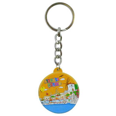 Alacati Region Themed Customised UV Printed Plastic Base Square Keyring 38x100 mm - 4