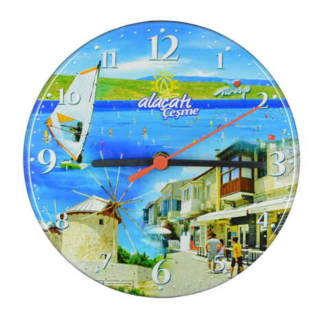 Alacati Region Themed Epoxy Wall Clock Home Decoration 20 Cm - 4