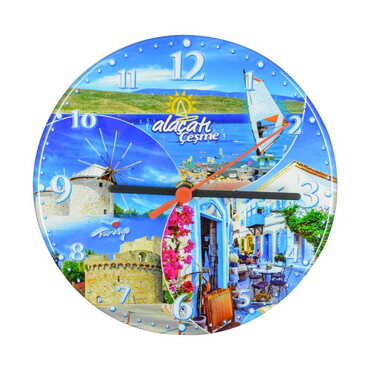 Alacati Region Themed Epoxy Wall Clock Home Decoration 20 Cm - 5