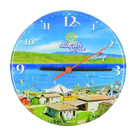 Alacati Region Themed Epoxy Wall Clock Home Decoration 20 Cm - 6