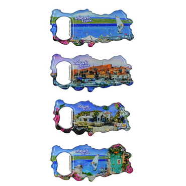 Alacati Region Themed Map Shaped Metal Magnetic Bottle Opener 100x45 mm - 2