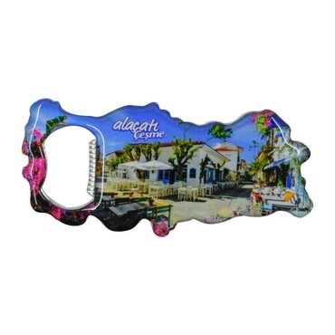 Alacati Region Themed Map Shaped Metal Magnetic Bottle Opener 100x45 mm - 3