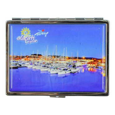 Alacati Region Themed Metal Cigarette Case 103x80x11 mm - 6