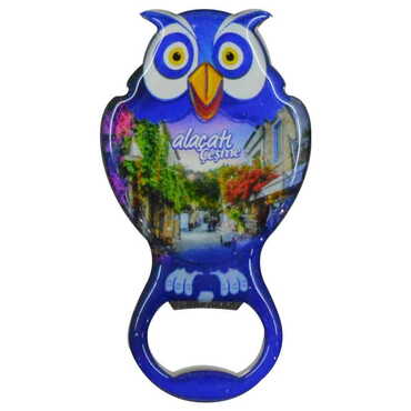 Alacati Region Themed Owl Shaped Metal Magnetic Bottle Opener 88x47 mm - 4