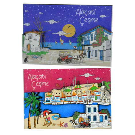 Alacati Region Themed Wooden Customised 2D Souvenir Fridge Magnet - 3