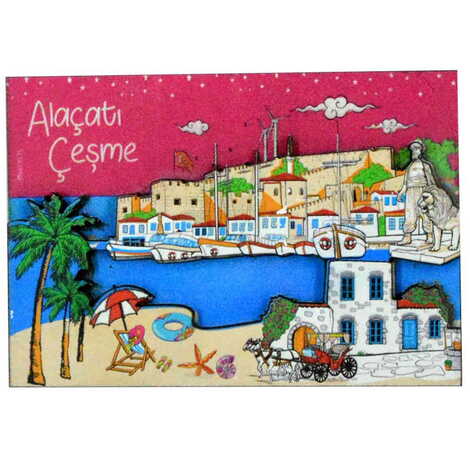 Alacati Region Themed Wooden Customised 2D Souvenir Fridge Magnet - 5