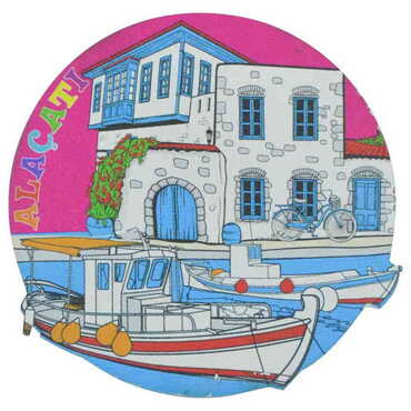 Alacati Region Themed Wooden Uv Printed Drink Coaster 97x97 mm - 6