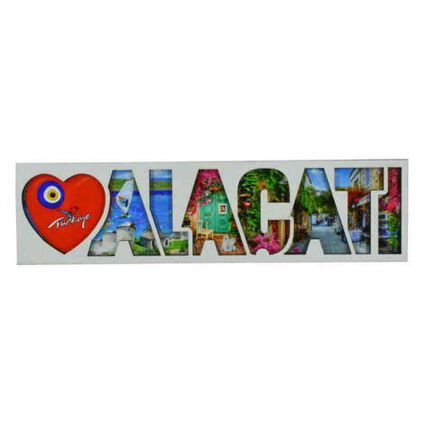 Toptan Alaçatı Temalı Myros Yazi Ahşap Magnet - 4