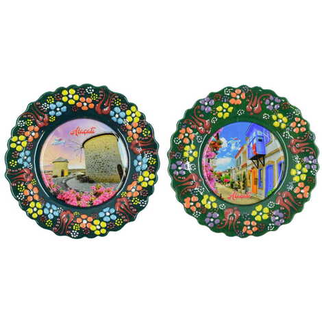 Alacati Themed Turkish Ceramic Plate With Epoxy 12 Cm - 5