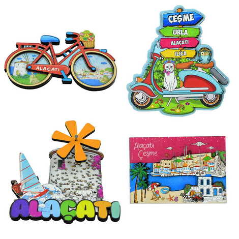 Alacati Themed Wooden Customised 2D Souvenir Fridge Magnet - 3