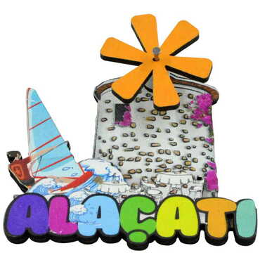 Alacati Themed Wooden Customised 2D Souvenir Fridge Magnet - 5