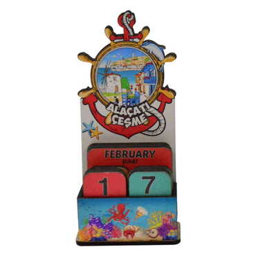 Alacati Themed Wooden Table Calendar - 4