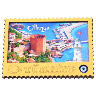 Toptan Alanya Temalı C Serisi Resimli Ahşap Magnet 90x120 mm - 42