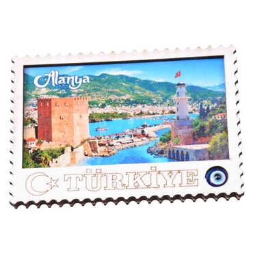 Toptan Alanya Temalı C Serisi Resimli Ahşap Magnet 90x120 mm - 43