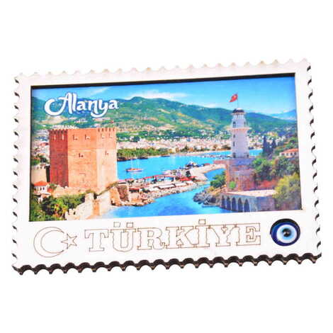 Toptan Alanya Temalı C Serisi Resimli Ahşap Magnet 90x120 mm - 43