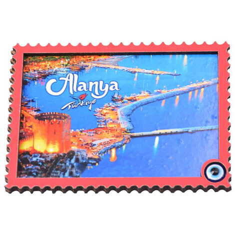 Toptan Alanya Temalı C Serisi Resimli Ahşap Magnet 90x120 mm - 45