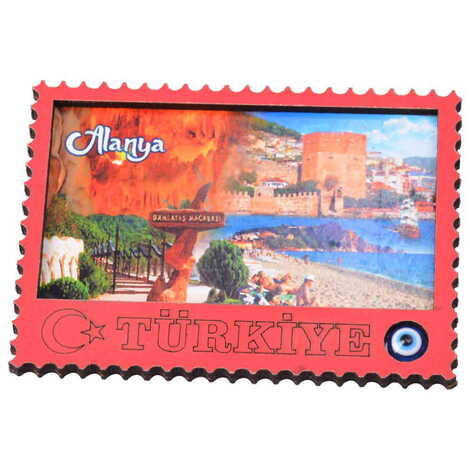 Toptan Alanya Temalı C Serisi Resimli Ahşap Magnet 90x120 mm - 46