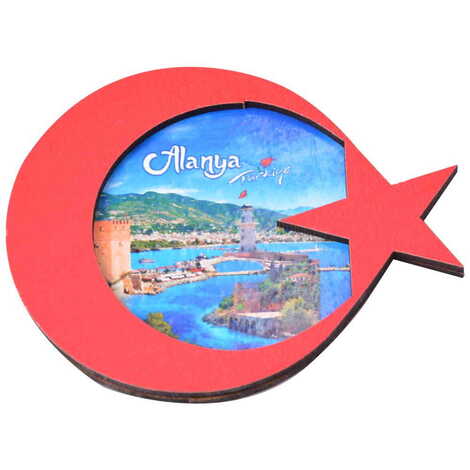 Toptan Alanya Temalı C Serisi Resimli Ahşap Magnet 90x120 mm - 54