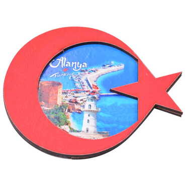 Toptan Alanya Temalı C Serisi Resimli Ahşap Magnet 90x120 mm - 55