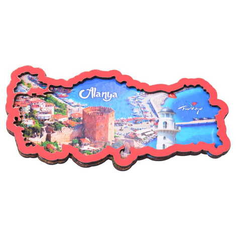 Toptan Alanya Temalı C Serisi Resimli Ahşap Magnet 90x120 mm - 58