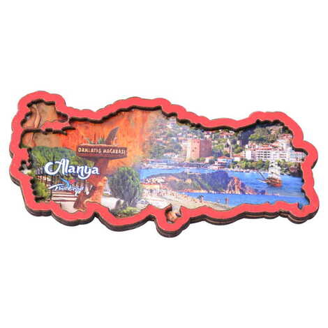 Toptan Alanya Temalı C Serisi Resimli Ahşap Magnet 90x120 mm - 59