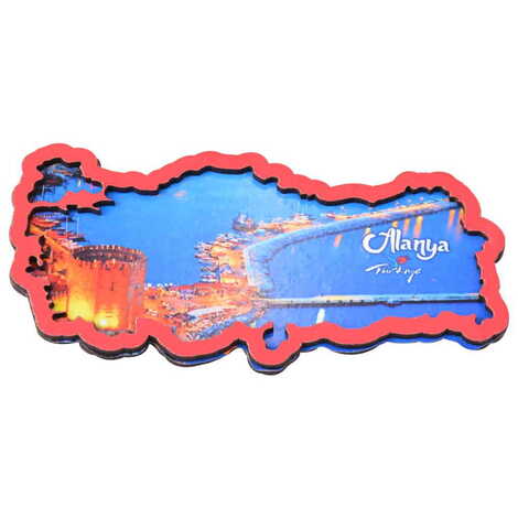 Toptan Alanya Temalı C Serisi Resimli Ahşap Magnet 90x120 mm - 60