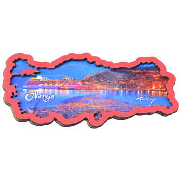 Toptan Alanya Temalı C Serisi Resimli Ahşap Magnet 90x120 mm - 61