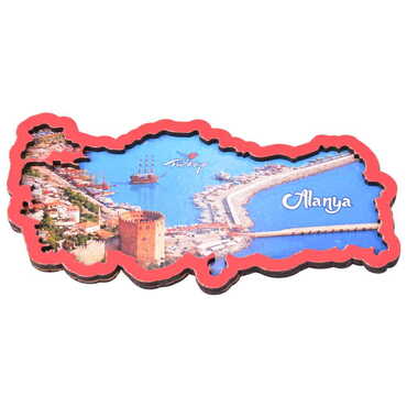 Toptan Alanya Temalı C Serisi Resimli Ahşap Magnet 90x120 mm - 62