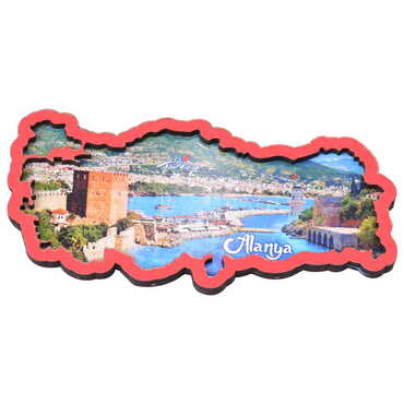 Toptan Alanya Temalı C Serisi Resimli Ahşap Magnet 90x120 mm - 63