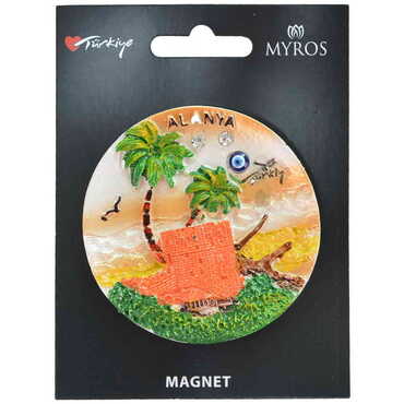 Toptan Alanya Temalı Kartonetli Taşlı ve Sedefli Polyester Magnet - 4