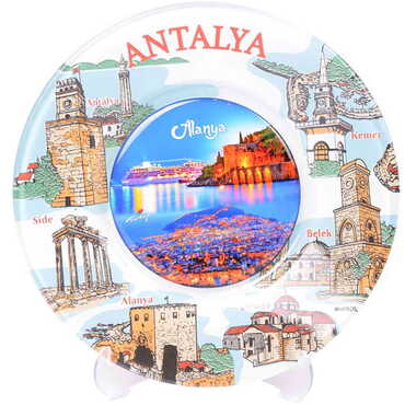 Toptan Alanya Temalı Myros Cam Tabak 18 cm - 4