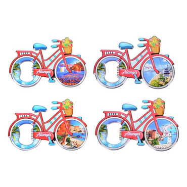 Alanya Themed Bicycle Shaped Metal Magnetic Bottle Opener 100x65 mm - 3