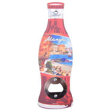 Alanya Themed Coke Bottle Shaped Printed MDF Wooden Bottle Opener 200x66 mm - 4