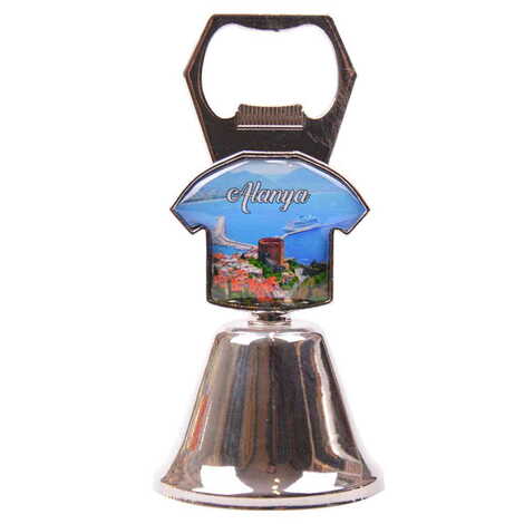 Alanya Themed Collectible Souvenir Double Face Metal Bell With Opener 44x94 mm - 5