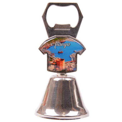 Alanya Themed Collectible Souvenir Double Face Metal Bell With Opener 44x94 mm - 7