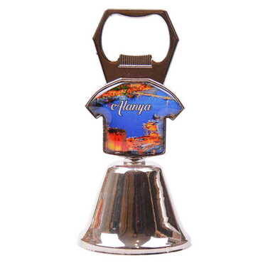 Alanya Themed Collectible Souvenir Double Face Metal Bell With Opener 44x94 mm - 8