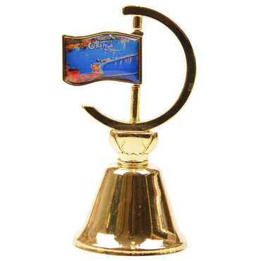 Alanya Themed Collectible Souvenir Double Face Metal Spinner Flag Bell - Golden Color - 4