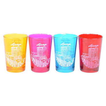 Alanya Themed Color Printed Glass Of Water - 2